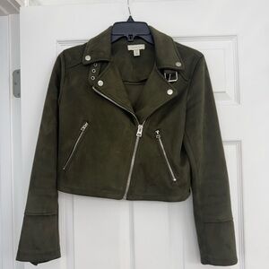 Topshop George Faux Suede Biker Jacket